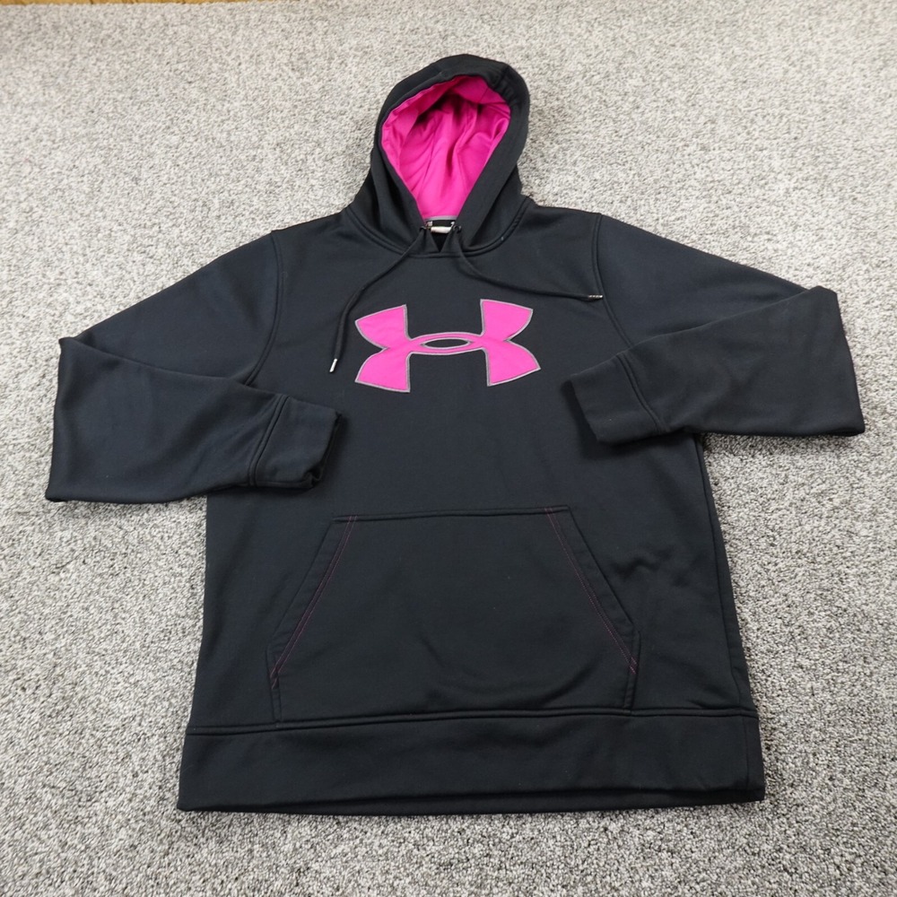 Under Armour Hoodie Womens M Black Loose Fleece Pullover UA Sweatshirt Pullover
